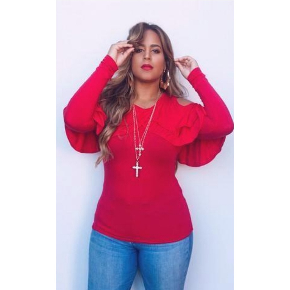 Red Ruffle Top